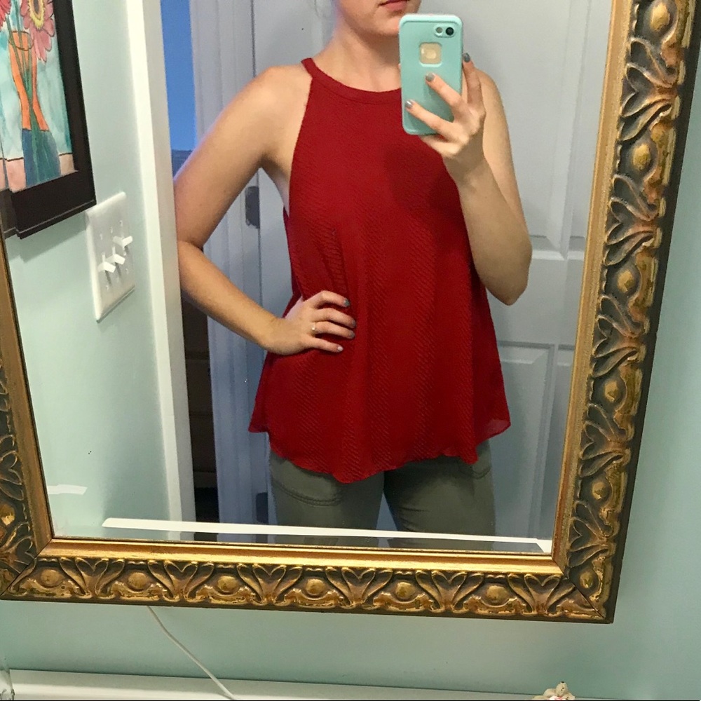 High-neck swing blouse